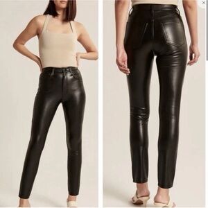 Abercrombie & Fitch Vegan Leather High Rise Skinny Pant- Black